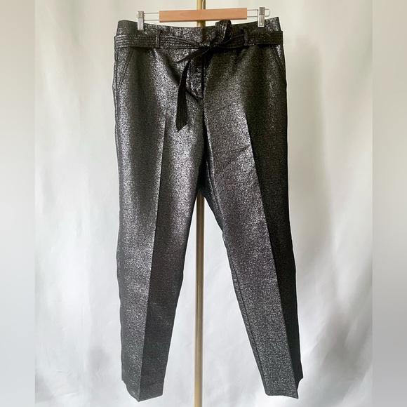 LOFT Pants - LOFT Metallic Tie Waist Dress Pants 🖤🩶